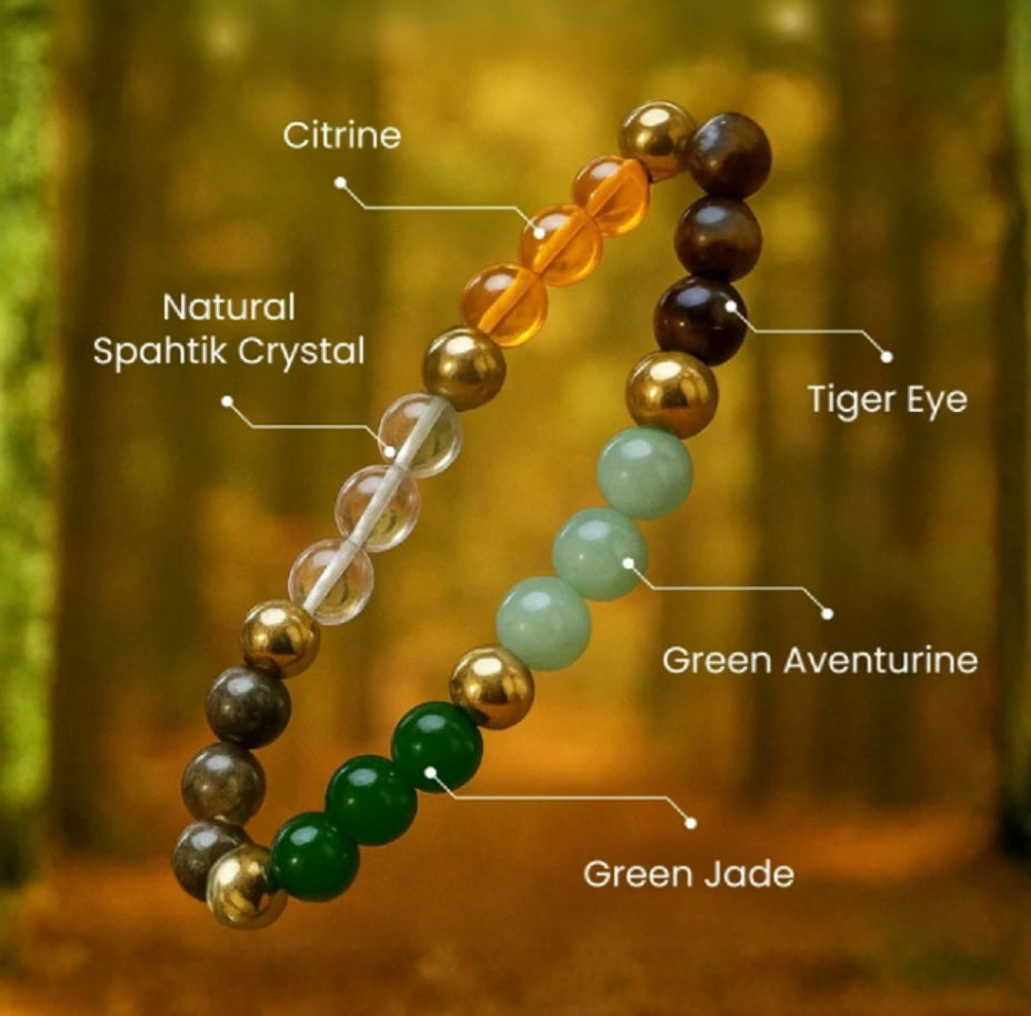 Agate Bracelet - Pyrite, Green Aventurine, Golden Pyrite, Crystal, Tiger's Eye, Citrine, 7 Chakra, Clear Quartz Beads