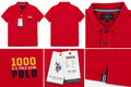 Men’s Red Cotton Polo T-Shirt with Embroidered Graphic Detail