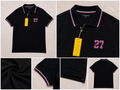 Men’s Black Cotton Polo T-Shirt with Number Print & Contrast Tipping