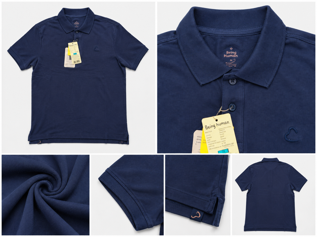 Men’s Navy Blue Cotton Polo T-Shirt