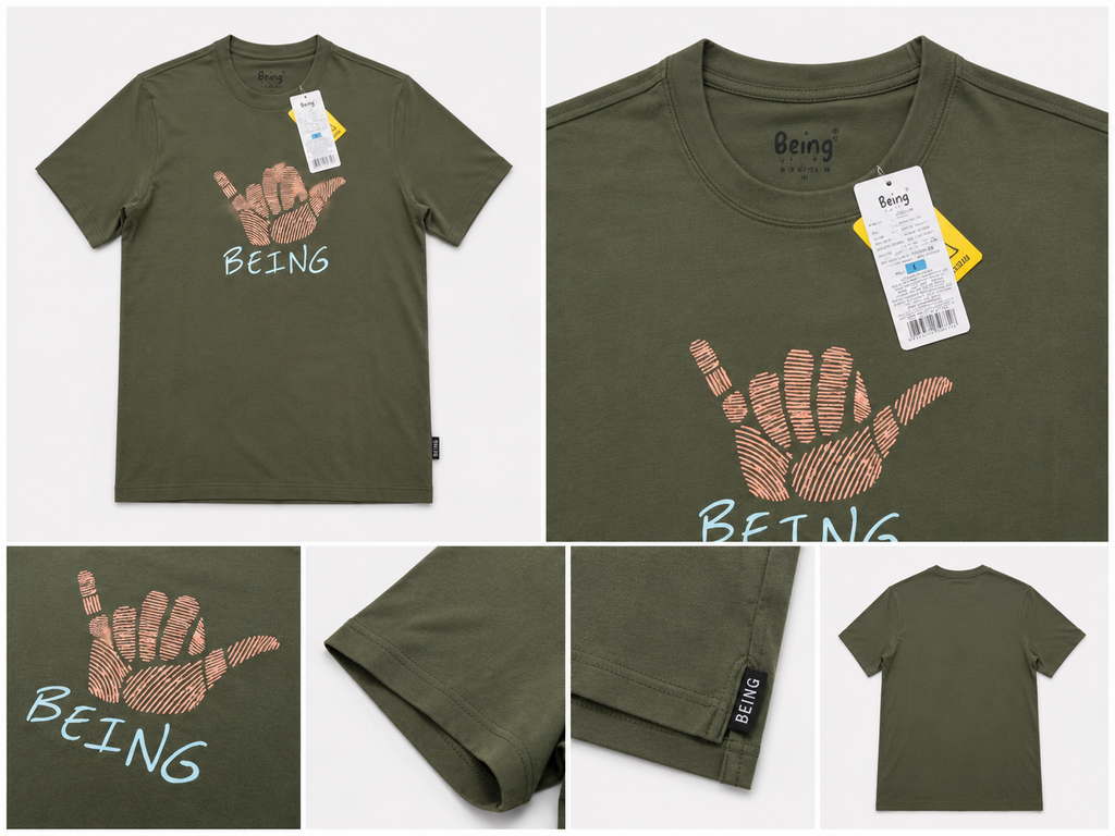 Men’s Olive Green Graphic Print Cotton T-Shirt