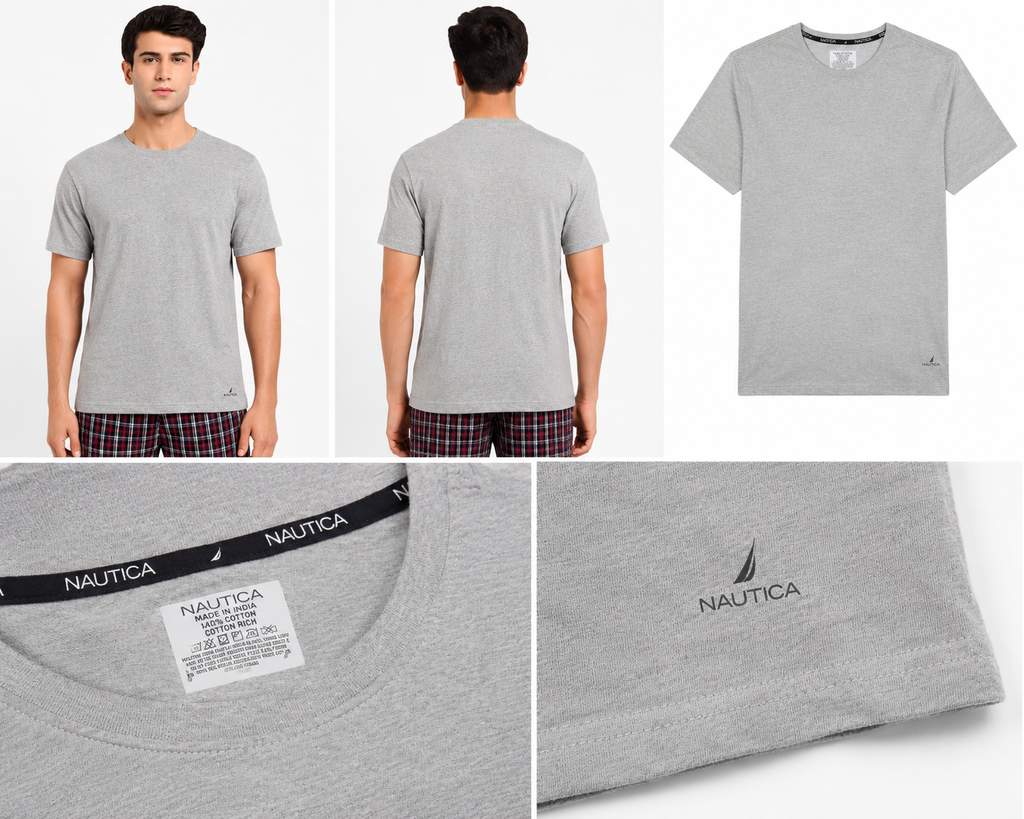 Men’s Heather Grey Premium Cotton Crew Neck T-Shirt | Soft Regular Fit Everyday Tee