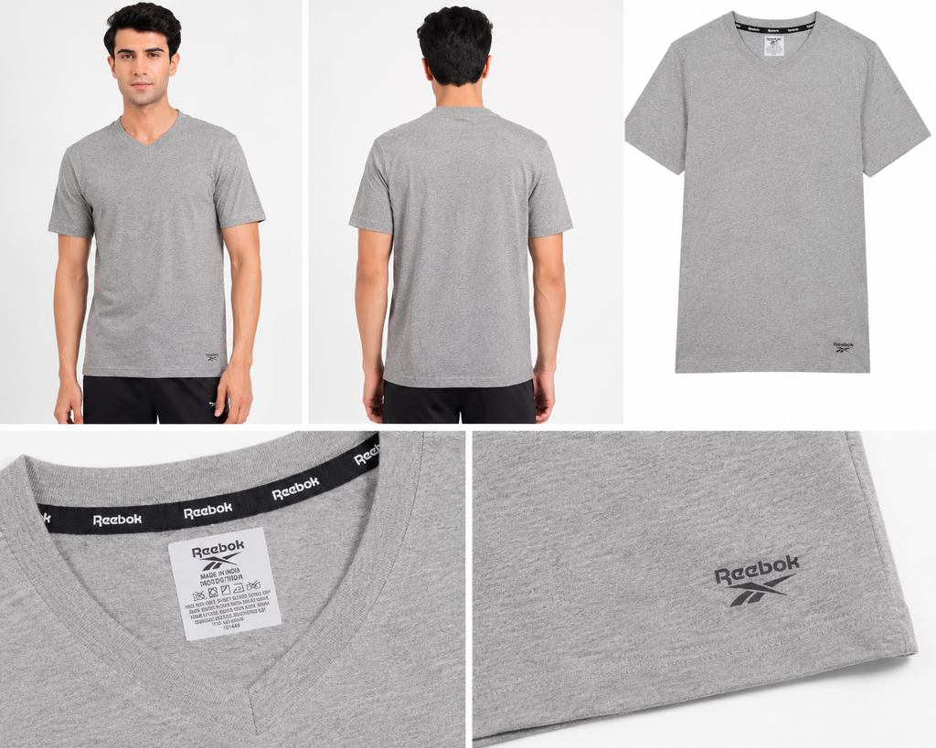 Men’s Heather Grey V-Neck Premium Cotton T-Shirt | Regular Fit Casual Everyday Tee
