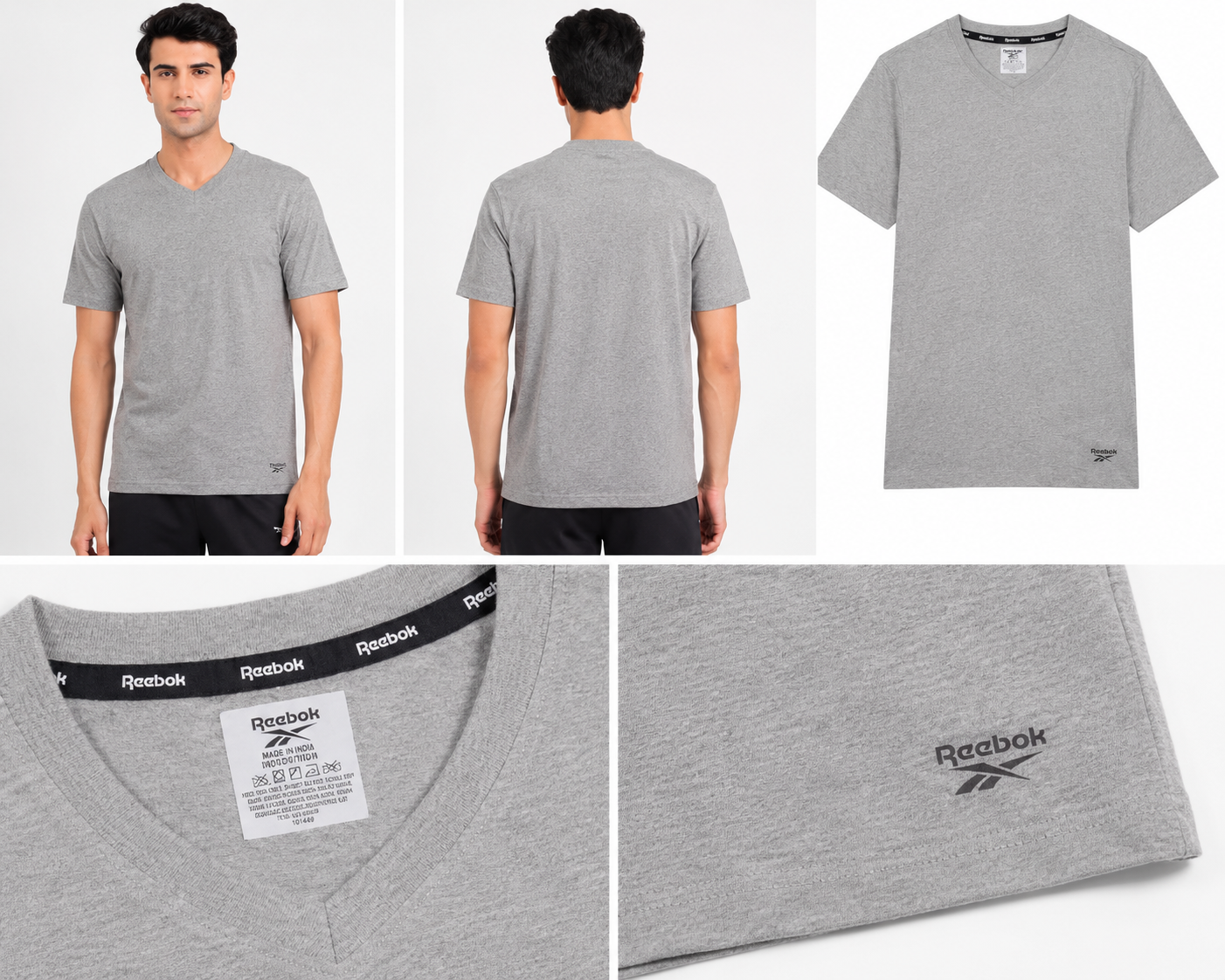 Men’s Heather Grey V-Neck Premium Cotton T-Shirt | Regular Fit Casual Everyday Tee