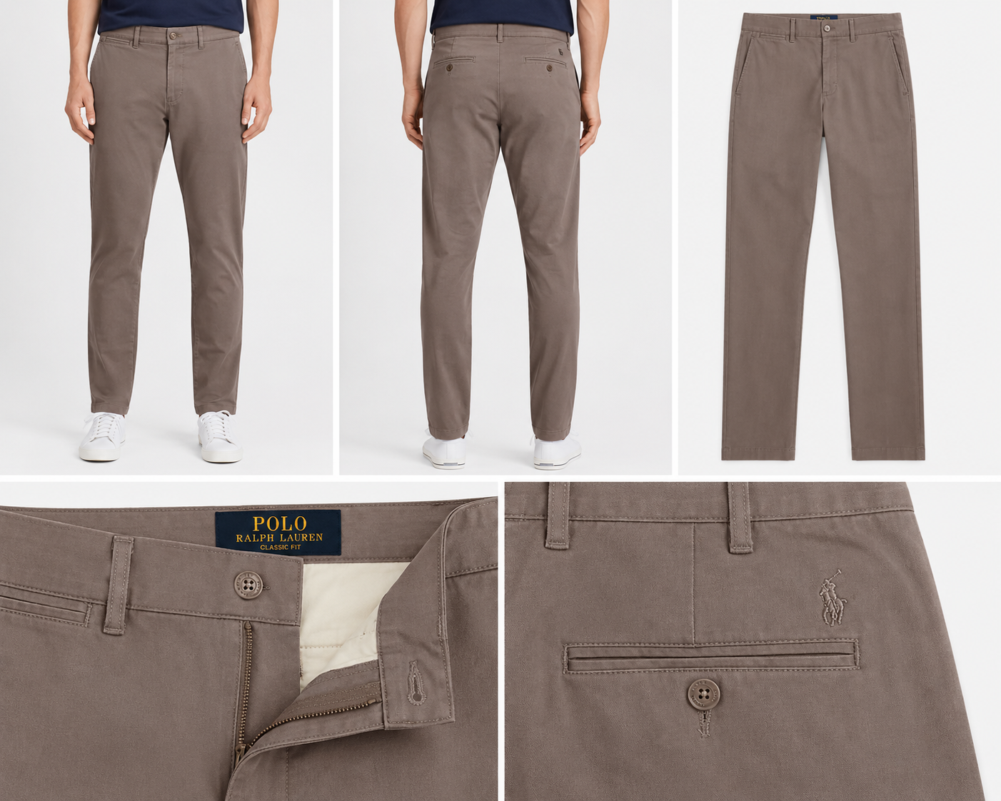Men’s Taupe Slim Fit Cotton Chinos | Smart Casual Everyday Trouser Pants