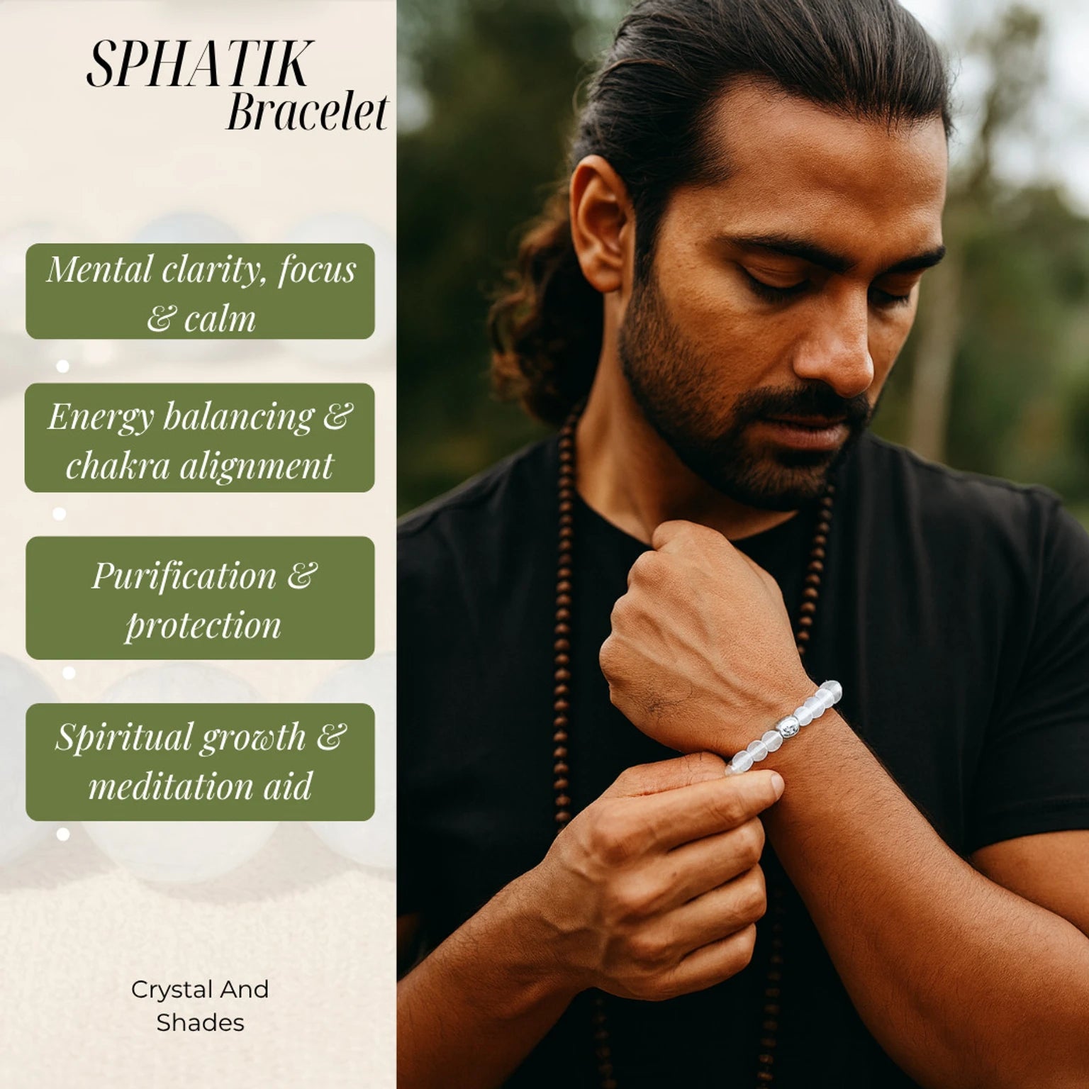 Premium Natural Sphatik Clear Quartz Healing Bracelet