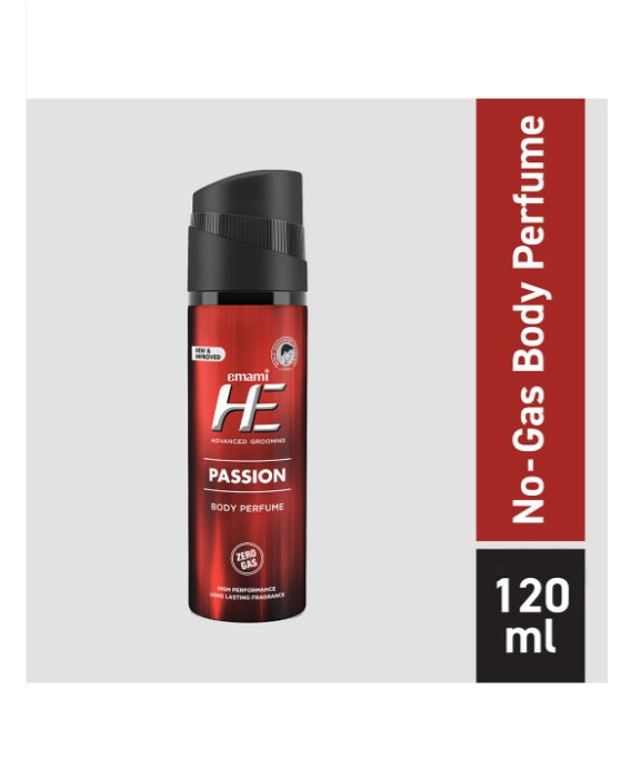 "HE Men Advanced Grooming Passion No Gas Long Lasting Deodorant Body Perfume - 120ml"