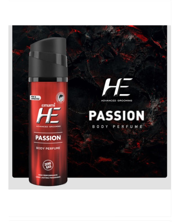 "HE Men Advanced Grooming Passion No Gas Long Lasting Deodorant Body Perfume - 120ml"