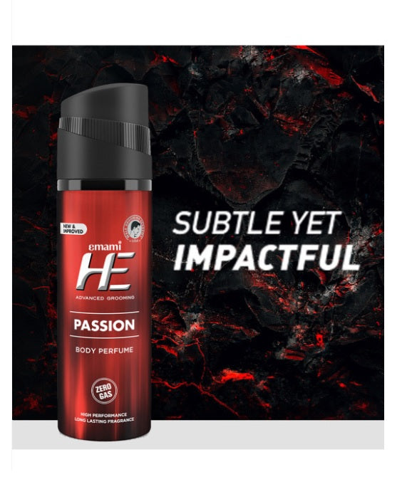 "HE Men Advanced Grooming Passion No Gas Long Lasting Deodorant Body Perfume - 120ml"