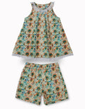 Gini and Jony Girls' Lime Green Boho Floral Top & Shorts Set – 100% Cotton Tassel Trim Summer Co-ord