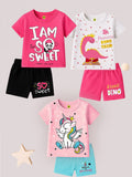 Girls Premium Whimsical Cartoon Cotton Blend Dailyewear Set – Pack of 3 Graphic T-Shirt & Shorts Combo