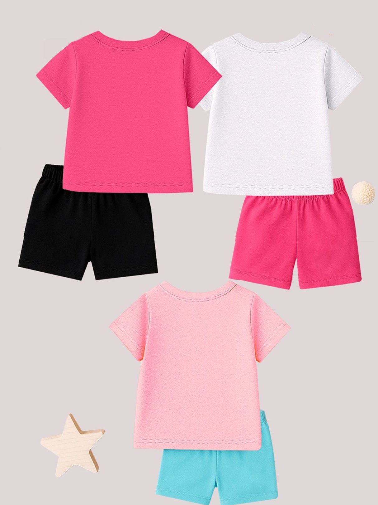 Girls Premium Whimsical Cartoon Cotton Blend Dailyewear Set – Pack of 3 Graphic T-Shirt & Shorts Combo