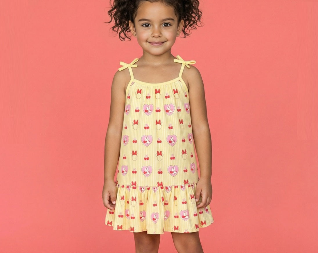 Girls' Premium Graphic Print A-Line Dress – Comfortable Cotton Sleeveless Summer Frock