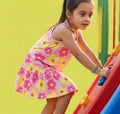 Girls' Premium Graphic Print A-Line Dress – Comfortable Cotton Sleeveless Summer Frock
