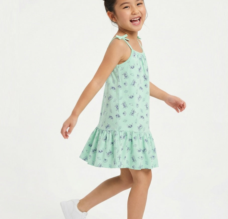 Girls' Premium Graphic Print A-Line Dress – Comfortable Cotton Sleeveless Summer Frock