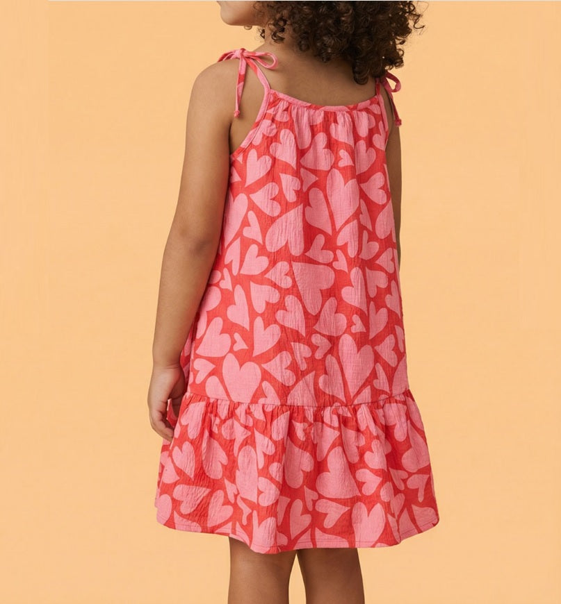 Girls' Premium Graphic Print A-Line Dress – Comfortable Cotton Sleeveless Summer Frock