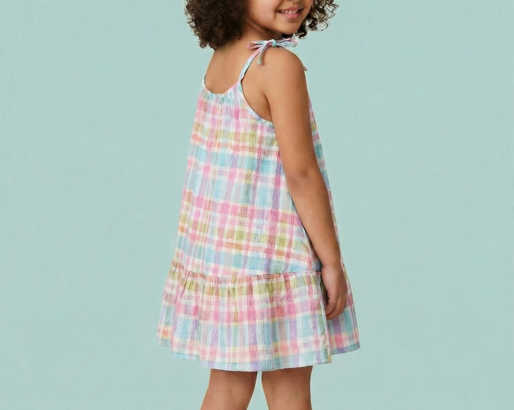 Girls' Premium Graphic Print A-Line Dress – Comfortable Cotton Sleeveless Summer Frock