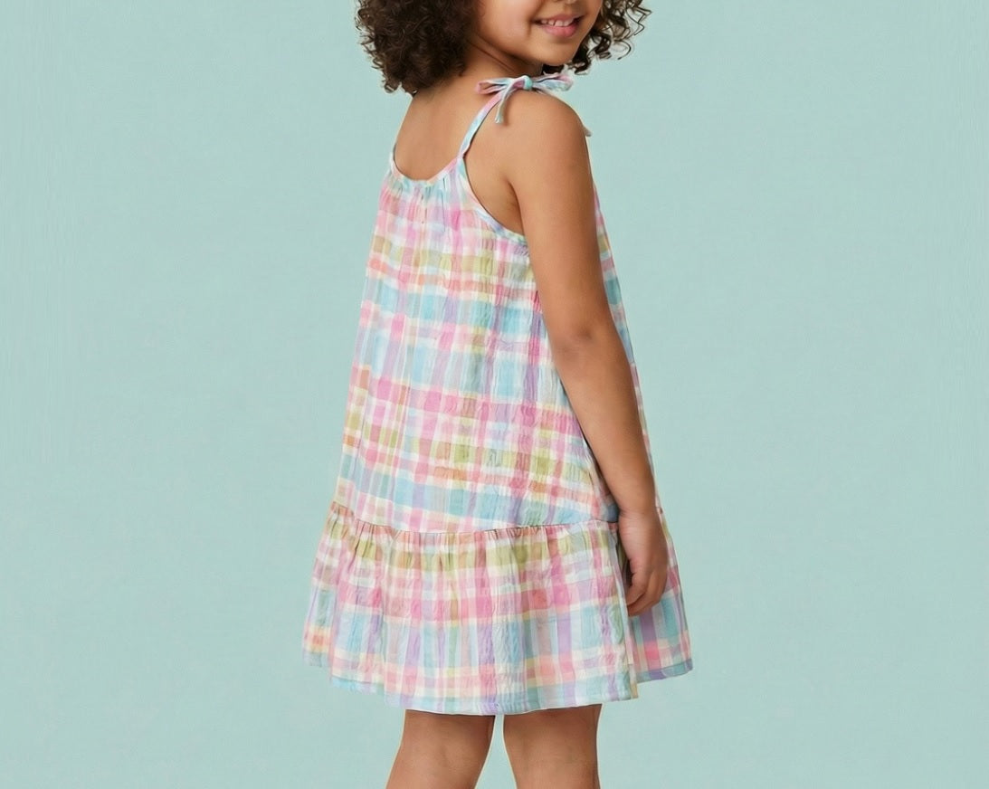 Girls' Premium Graphic Print A-Line Dress – Comfortable Cotton Sleeveless Summer Frock