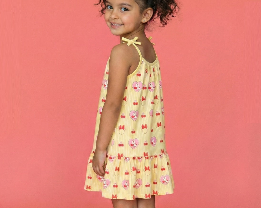 Girls' Premium Graphic Print A-Line Dress – Comfortable Cotton Sleeveless Summer Frock