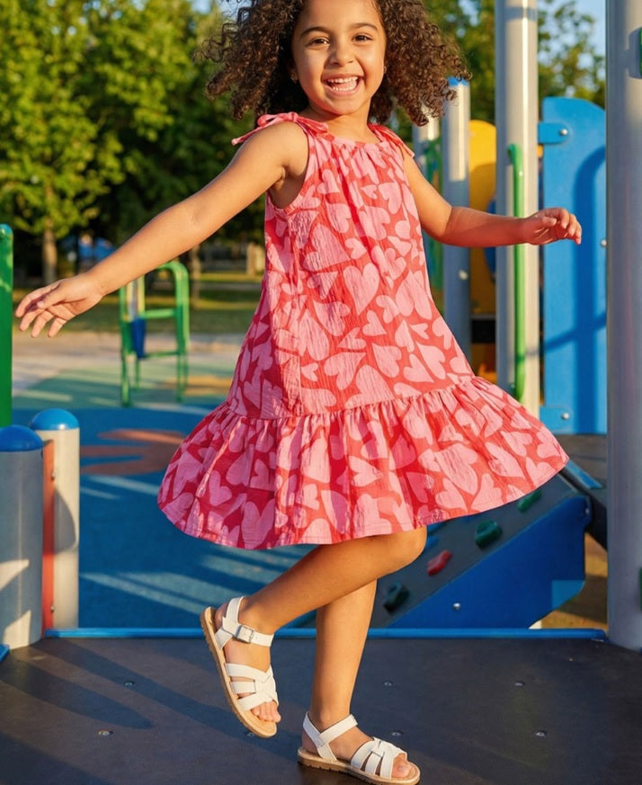 Girls' Premium Graphic Print A-Line Dress – Comfortable Cotton Sleeveless Summer Frock