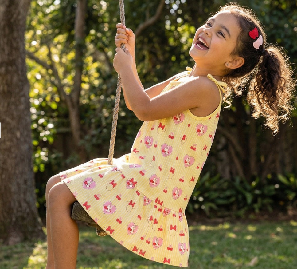Girls' Premium Graphic Print A-Line Dress – Comfortable Cotton Sleeveless Summer Frock
