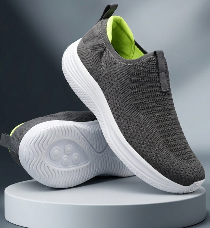HRX by Hrithik Roshan Men's Grey Slip-On Training & Gym Shoes – Cushioned Indoor Walking Sneakers