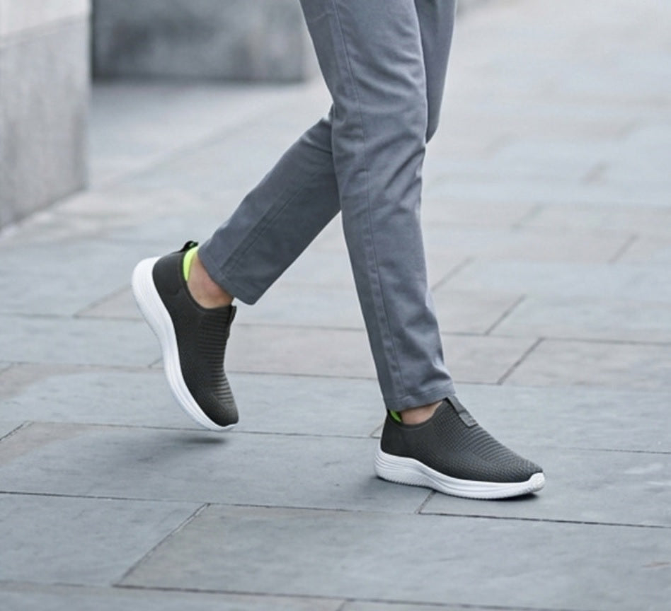 HRX by Hrithik Roshan Men's Grey Slip-On Training & Gym Shoes – Cushioned Indoor Walking Sneakers