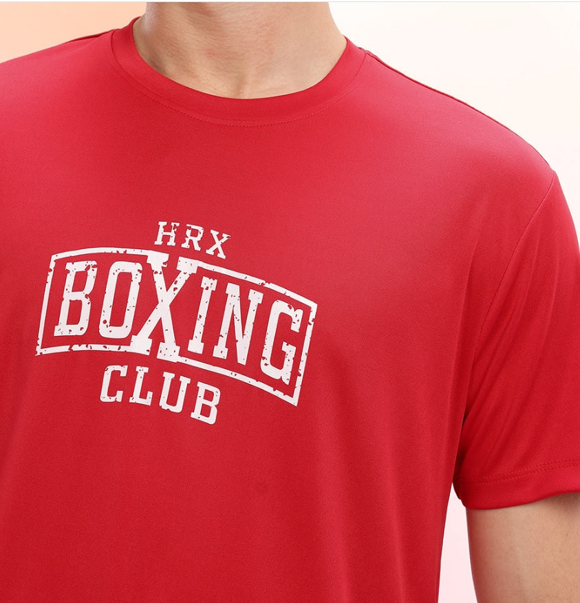 HRX by Hrithik Roshan Men's Red Rapid-Dry Training T-Shirt – Boxing Club Typography Print Gym Tee