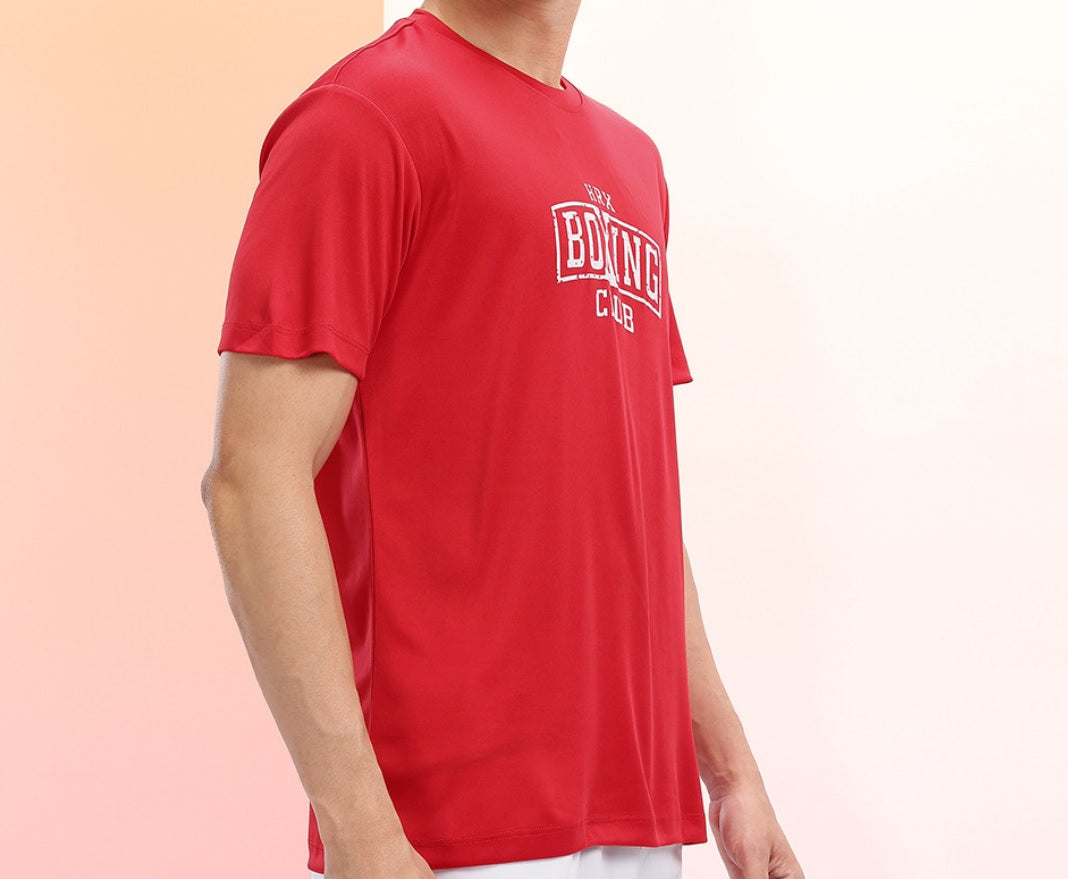 HRX by Hrithik Roshan Men's Red Rapid-Dry Training T-Shirt – Boxing Club Typography Print Gym Tee