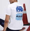 HRX by Hrithik Roshan Men's White & Blue Graphic Printed Cotton T-Shirt – Made In India Back-Print Casual Tee