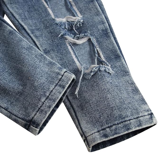 Hopscotch Girls Black Ribbed Halter Crop Top and Ripped Denim Jeans Set (2-Piece)