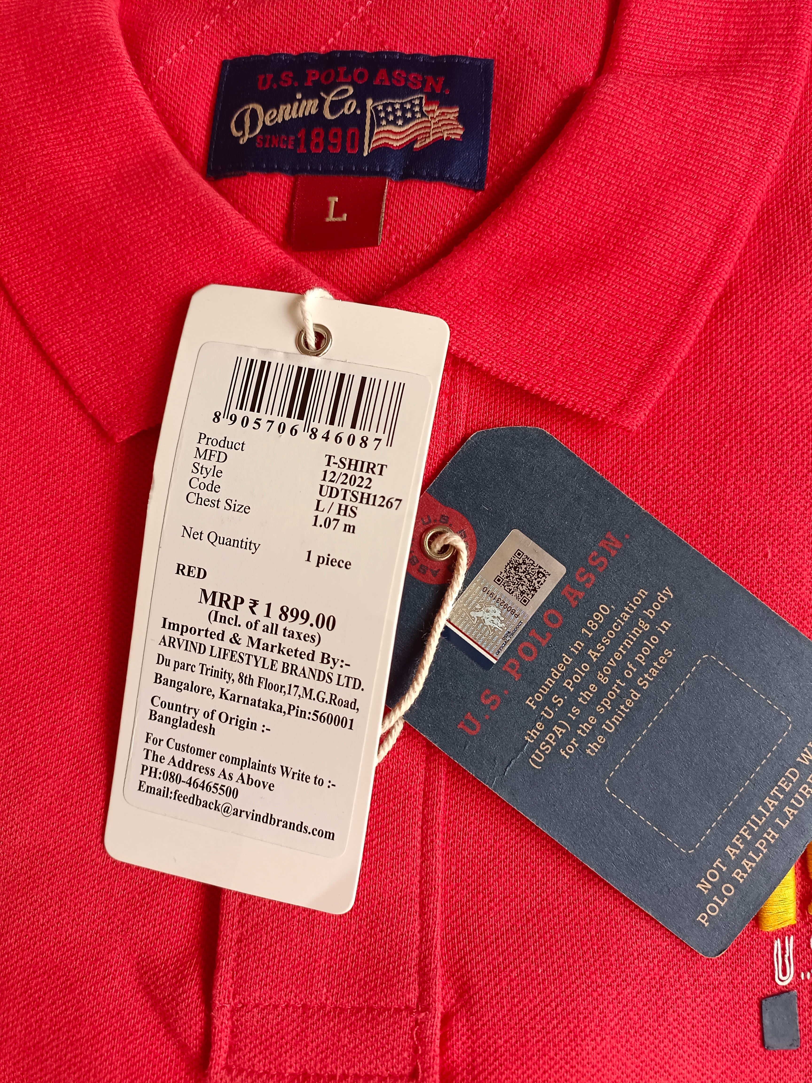 Men’s Red Cotton Polo T-Shirt with Embroidered Graphic Detail