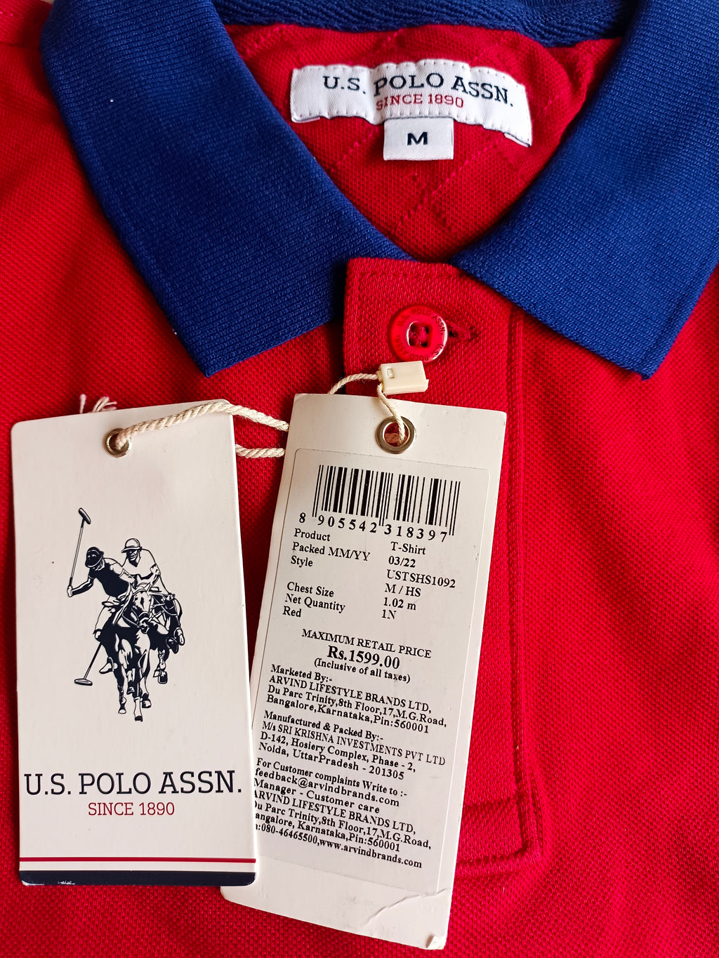 Men’s Red Cotton Polo T-Shirt with Contrast Collar