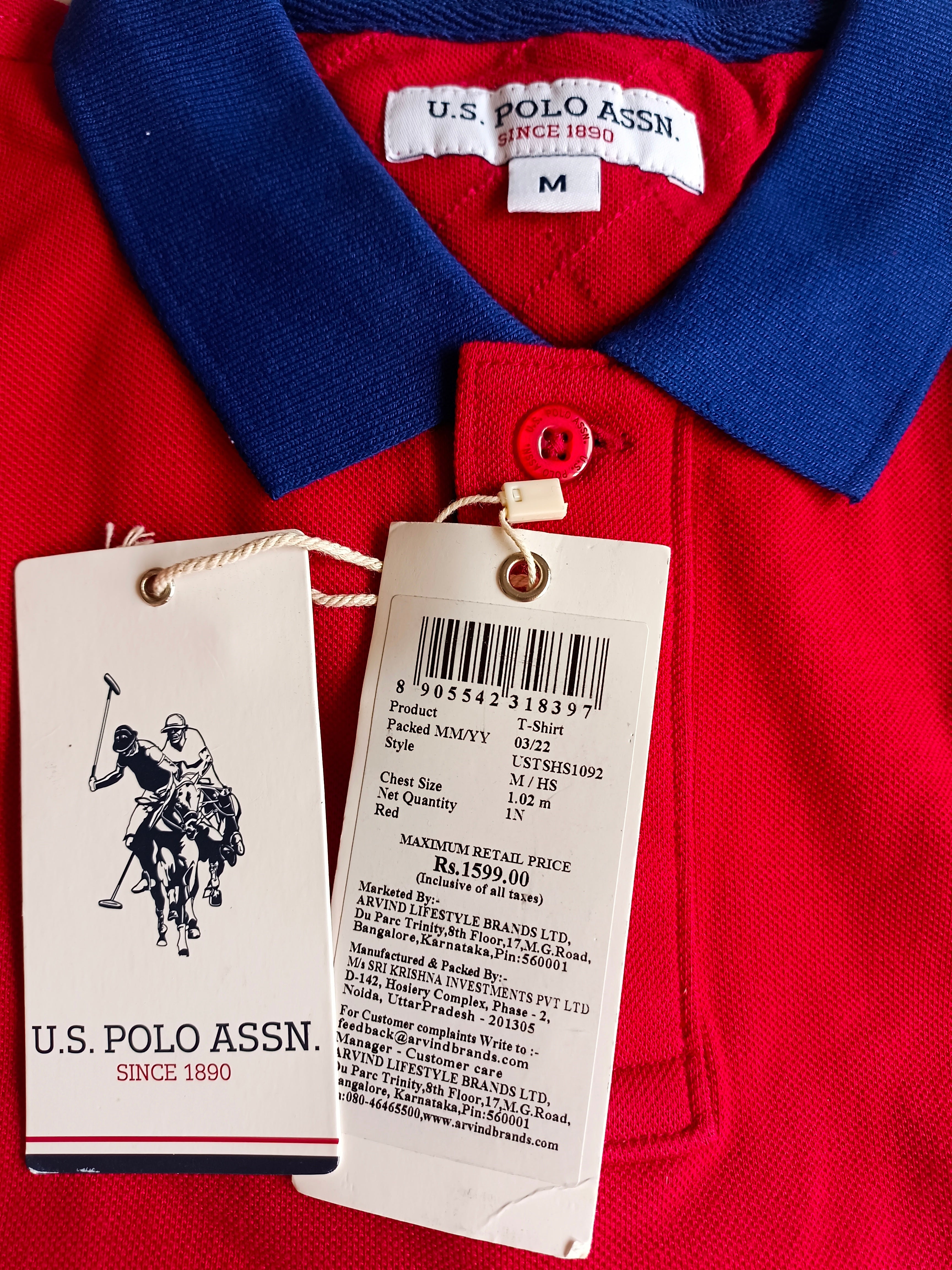 Men’s Red Cotton Polo T-Shirt with Contrast Collar