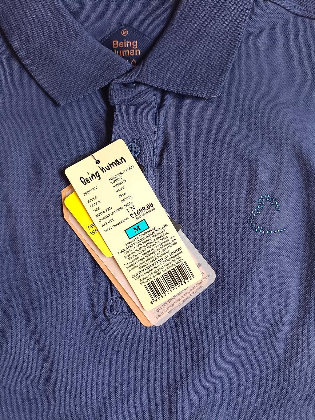 Men’s Navy Blue Cotton Polo T-Shirt