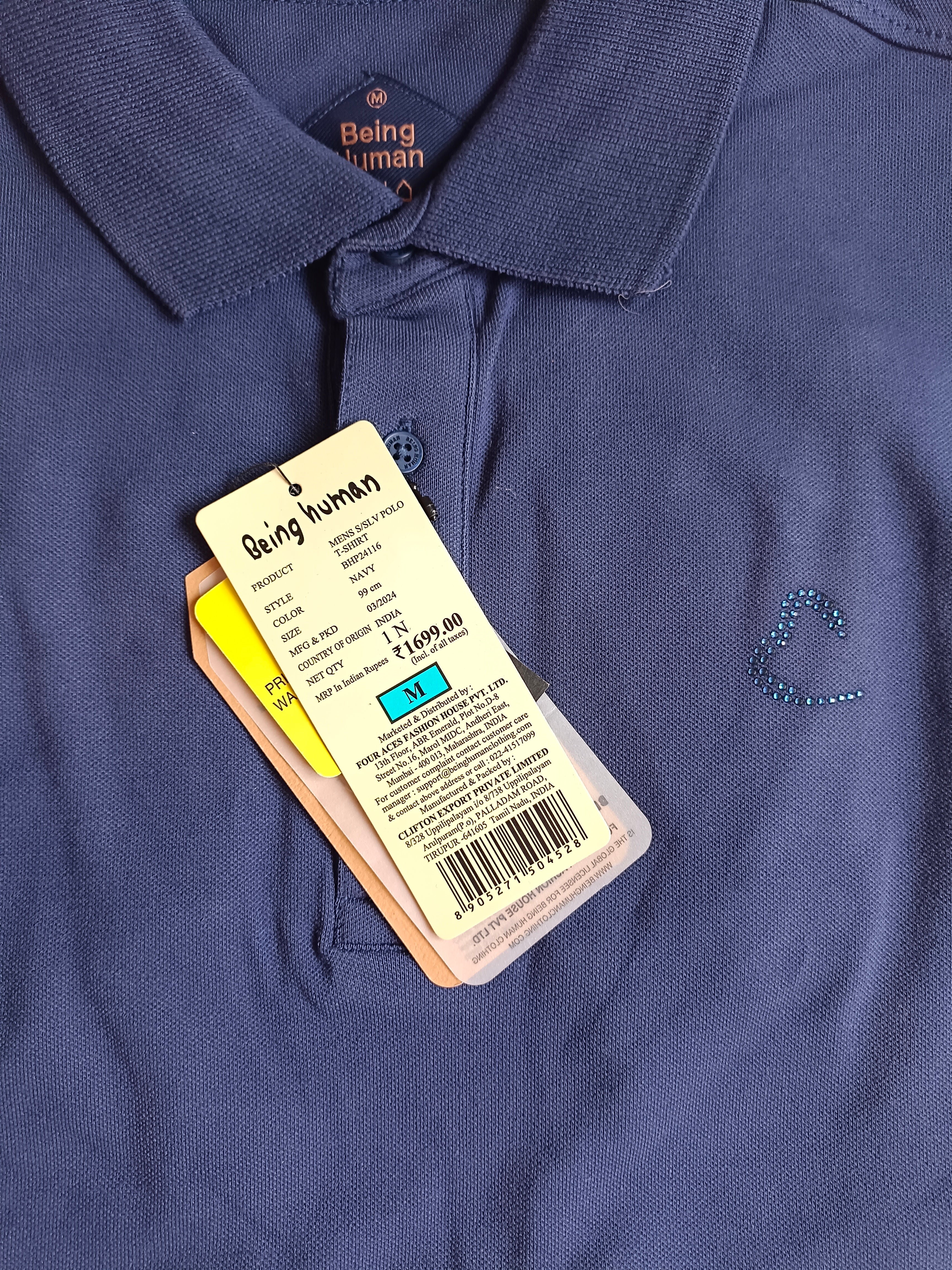 Men’s Navy Blue Cotton Polo T-Shirt