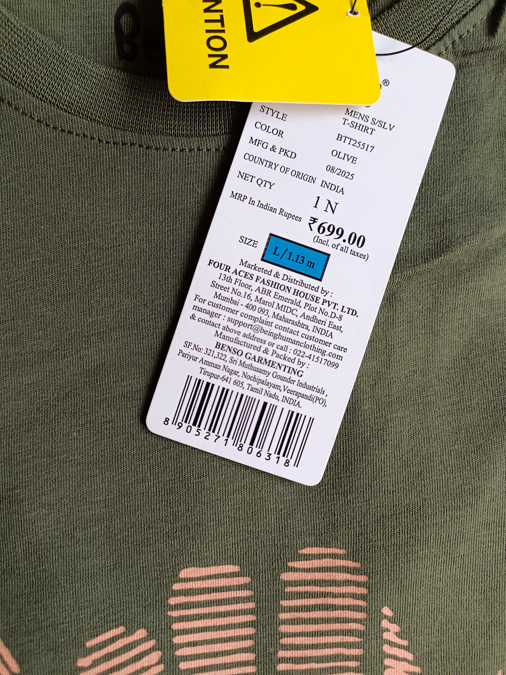 Men’s Olive Green Graphic Print Cotton T-Shirt