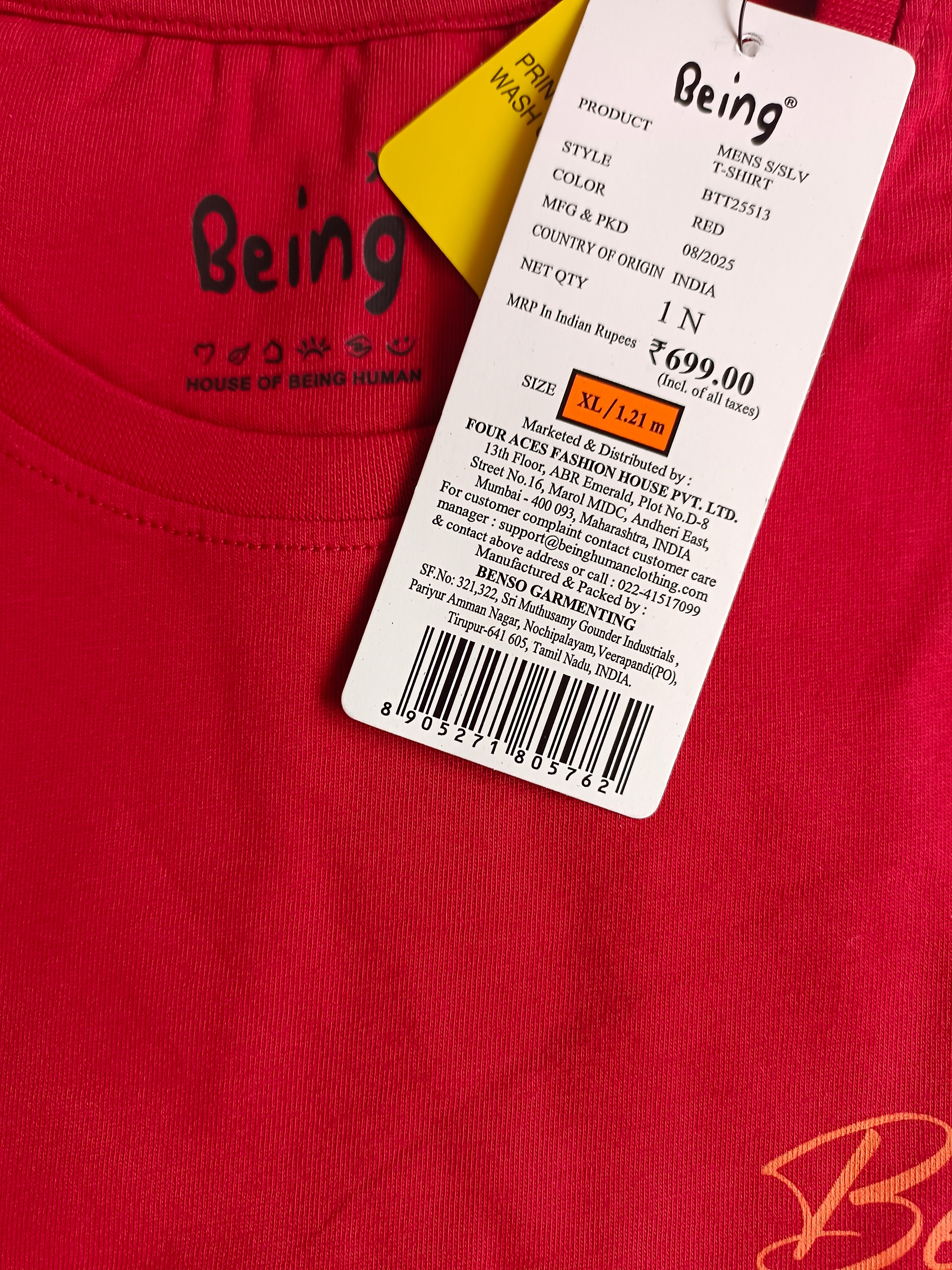 Men’s Red Graphic Print Cotton T-Shirt with Artistic Design