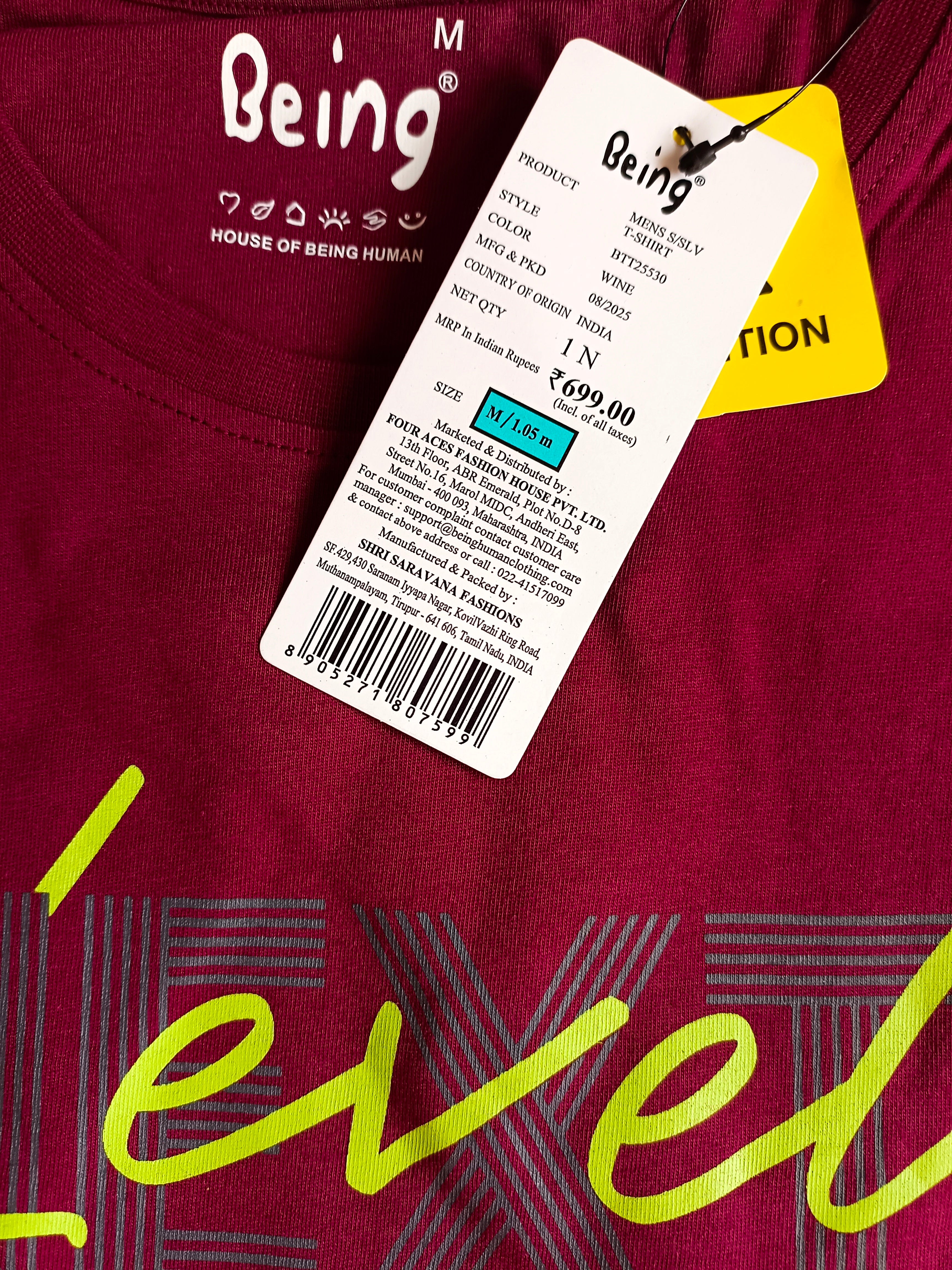 Men’s Maroon Typography Graphic Print Cotton T-Shirt