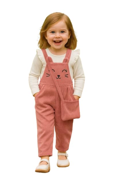 Kids Premium 3-Piece Dungaree Set with Long-Sleeve Top and Matching Purse