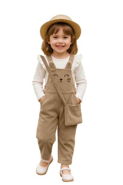 Kids Premium 3-Piece Dungaree Set with Long-Sleeve Top and Matching Purse