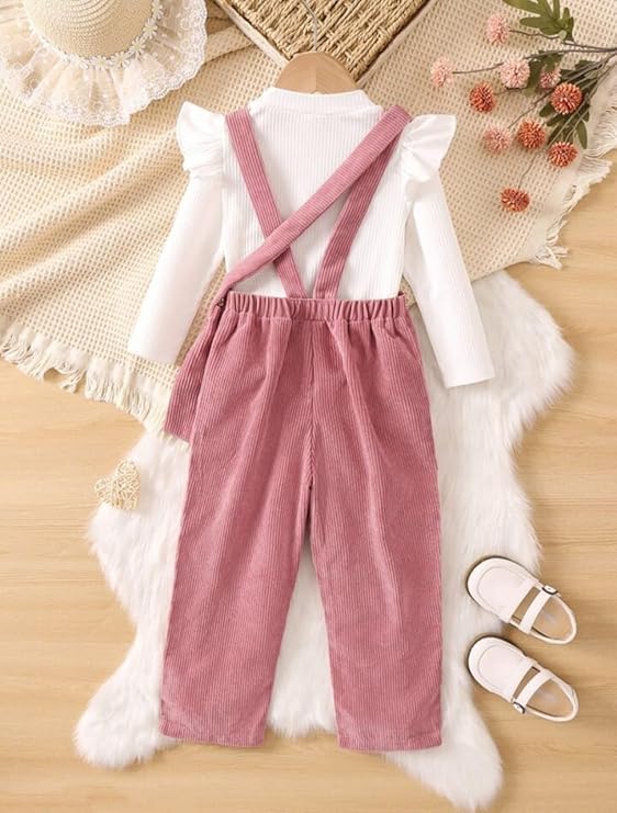 Kids Premium 3-Piece Dungaree Set with Long-Sleeve Top and Matching Purse