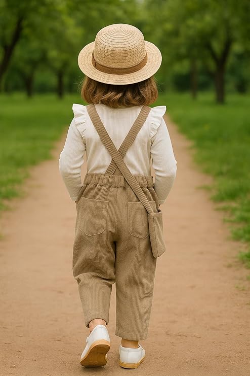Kids Premium 3-Piece Dungaree Set with Long-Sleeve Top and Matching Purse