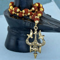 Lord Shiva Mahakal Pendant Set – Trishul, Damru & Natural Rudraksha Locket with Stainless Steel Chain