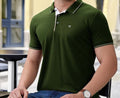 Men's Premium Tipped Olive Green Polo T-Shirt – Smart Casual Knitted Collared Tee