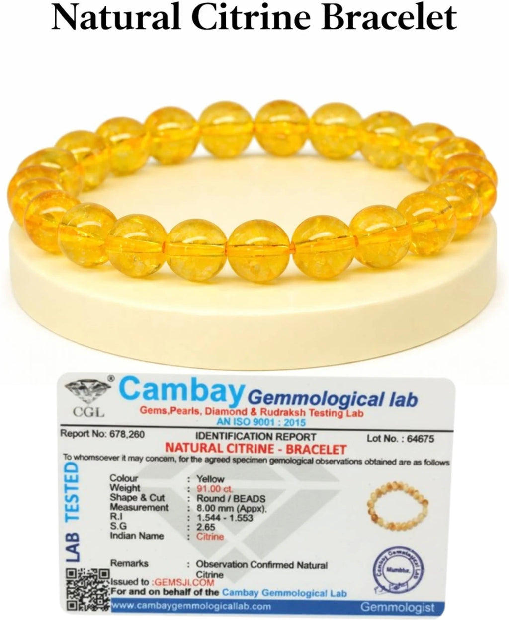 Natural Citrine Bracelet – Authentic Yellow "Success Stone" for Wealth & Abundance