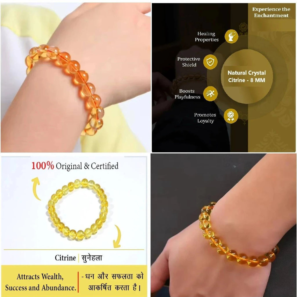 Natural Citrine Bracelet – Authentic Yellow "Success Stone" for Wealth & Abundance
