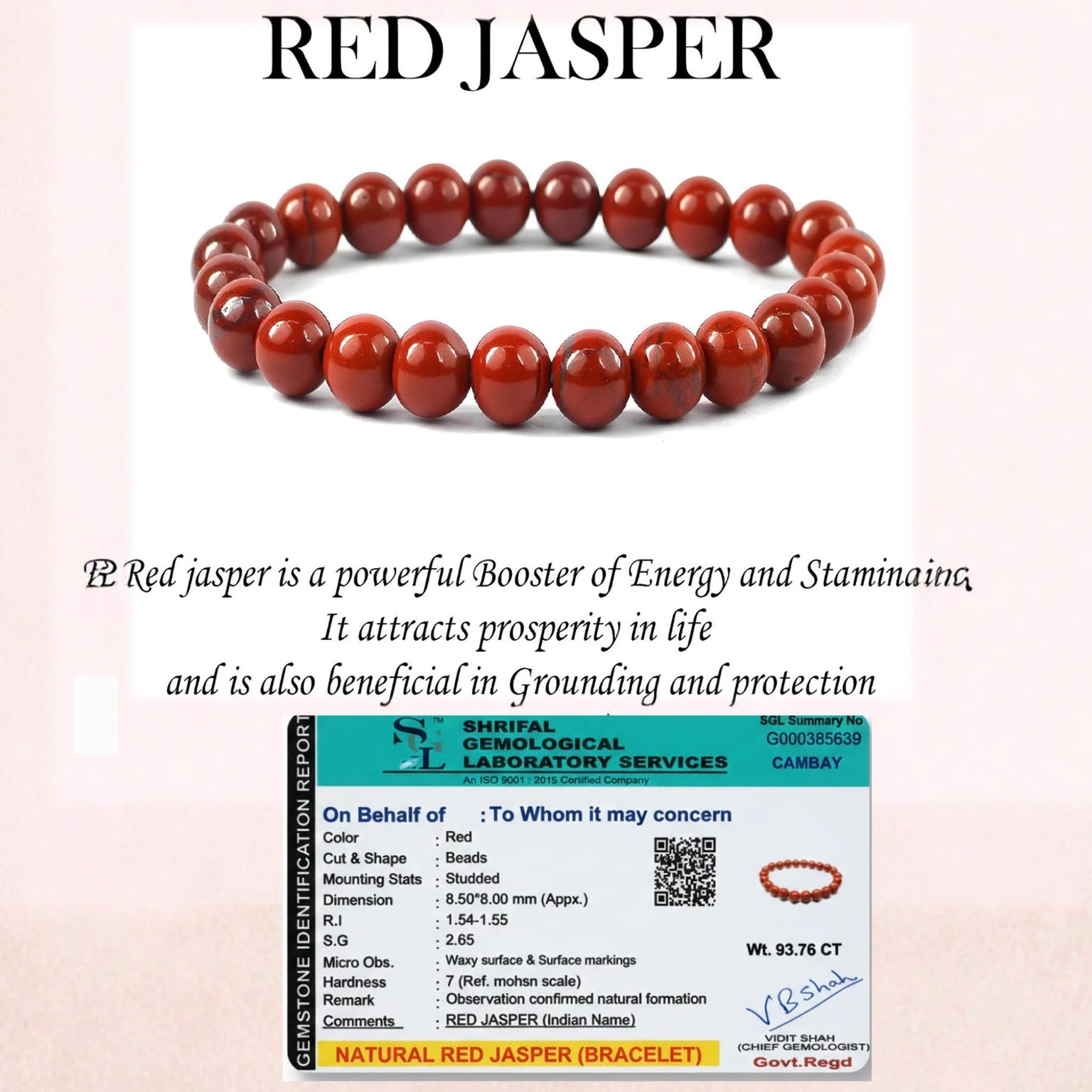 Natural Red Jasper Bracelet – 8mm Grounding Beads for Root Chakra Balance & Vitality