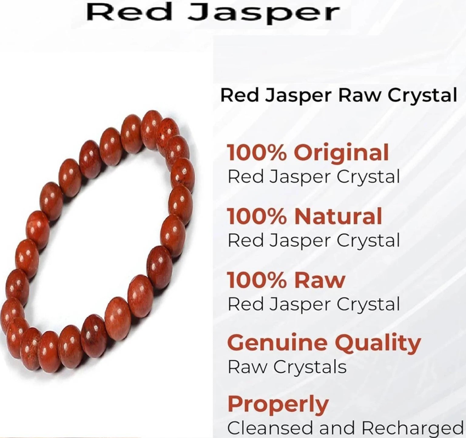 Natural Red Jasper Bracelet – 8mm Grounding Beads for Root Chakra Balance & Vitality