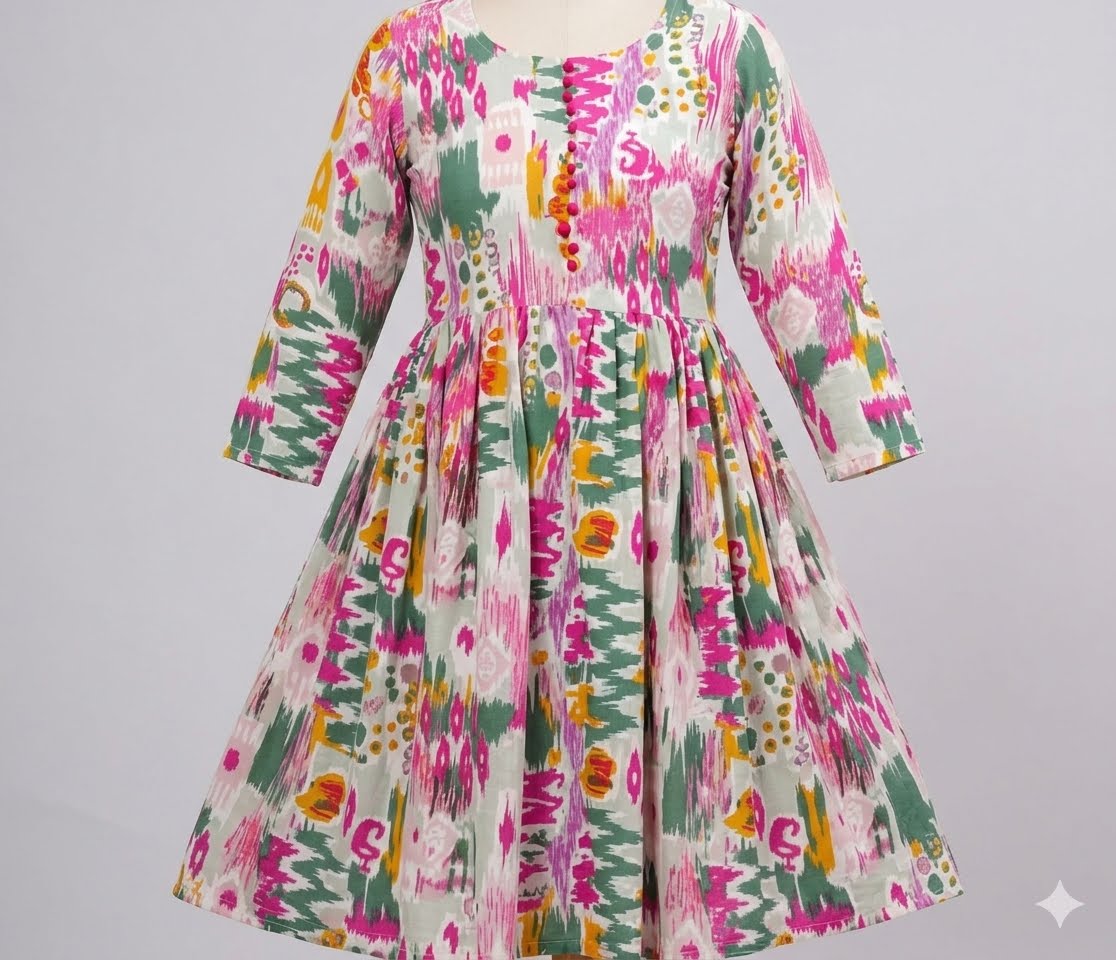 Women’s Artistic Printed Flared Midi Dress